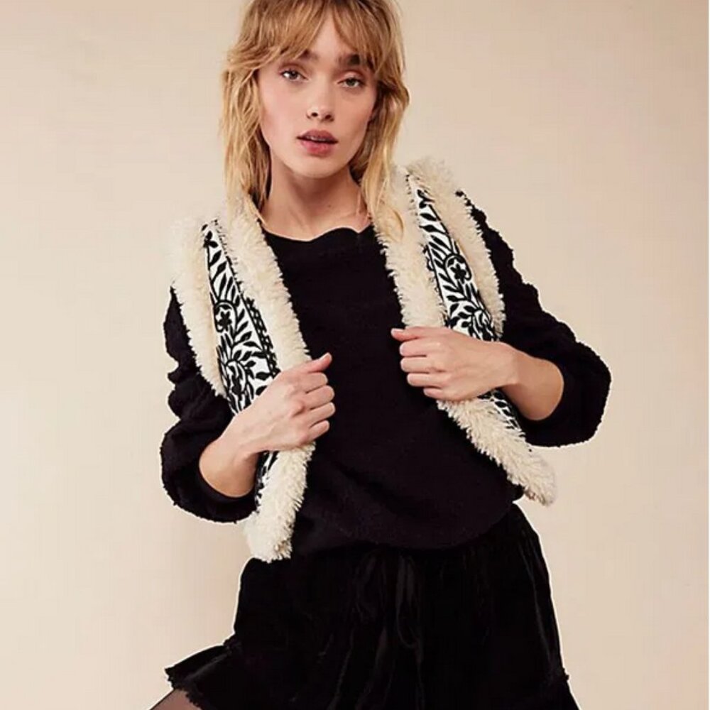 NWOT Free People Noelle Sherpa Vest - Picture 2 of 8